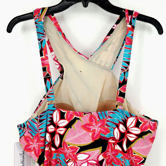 Swimsuits For All Plus Size 20 One Piece Swimsuit Pink Blue Floral New with Tags - Picture 8 of 13